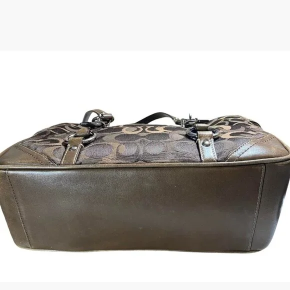 Coach Gallery Optic Signature Tote Bag Vintage Chocolate Monogram Canvas EUC - Picture 6 of 16